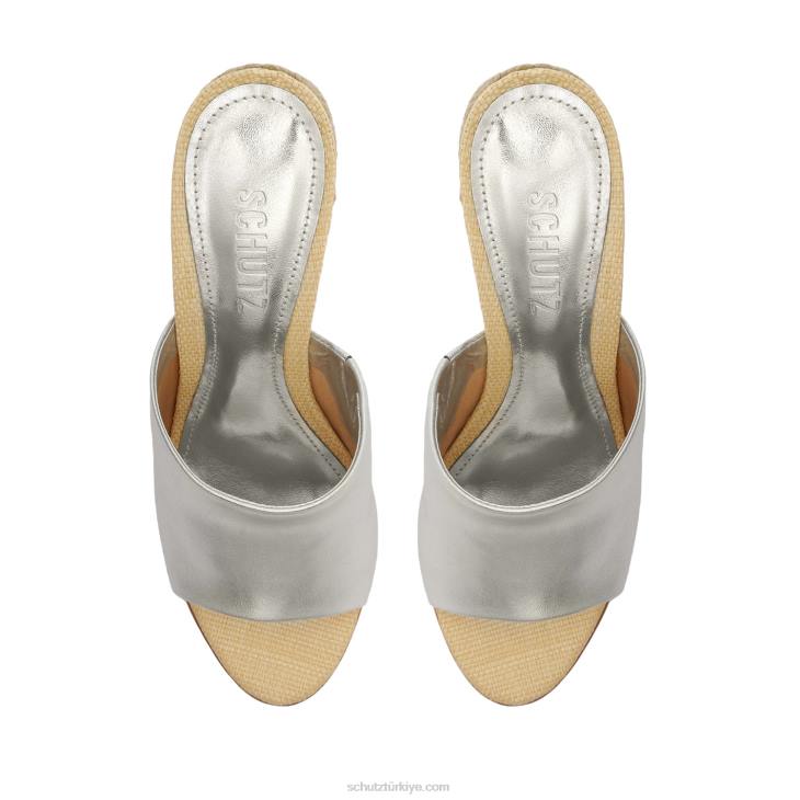 Schutz N42F486lucy hafta sonu metalik deri sandalet gümüş