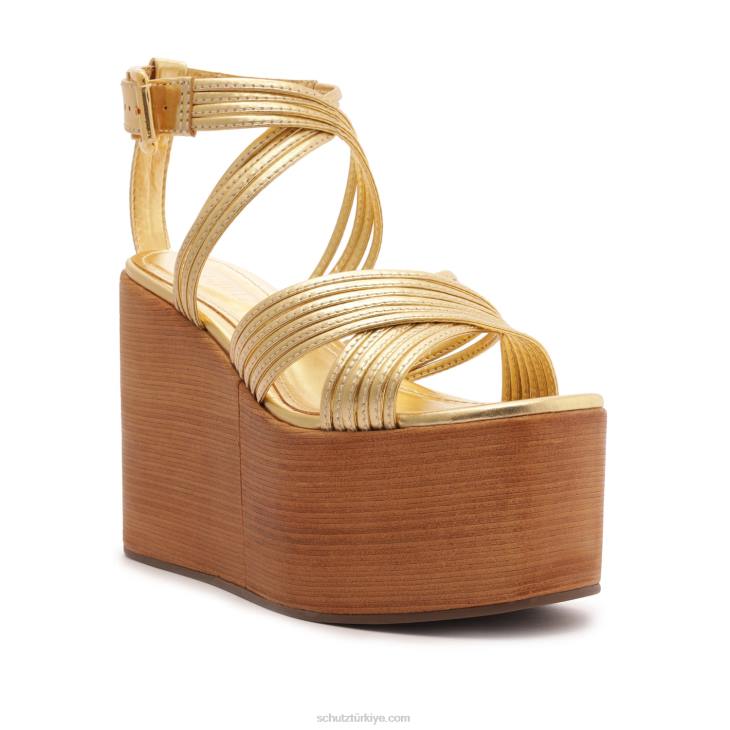 Schutz N42F488marcela metalik deri sandalet altın