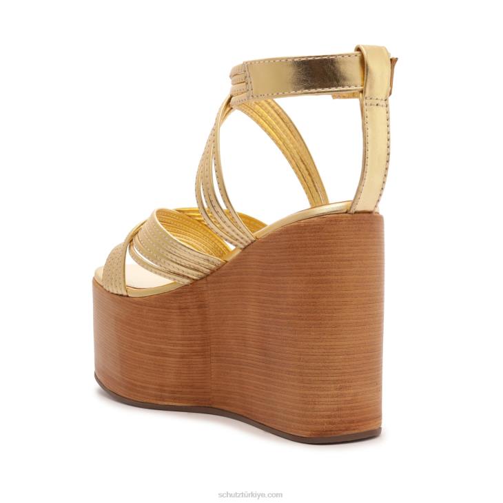 Schutz N42F488marcela metalik deri sandalet altın
