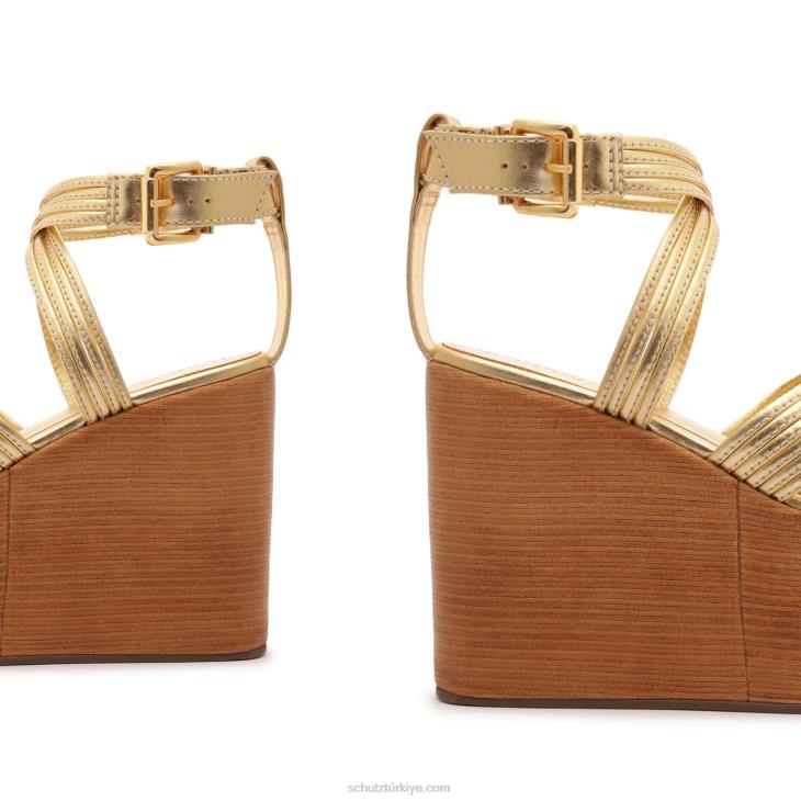 Schutz N42F488marcela metalik deri sandalet altın