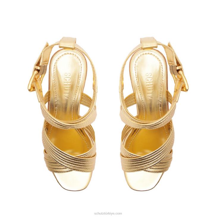 Schutz N42F488marcela metalik deri sandalet altın