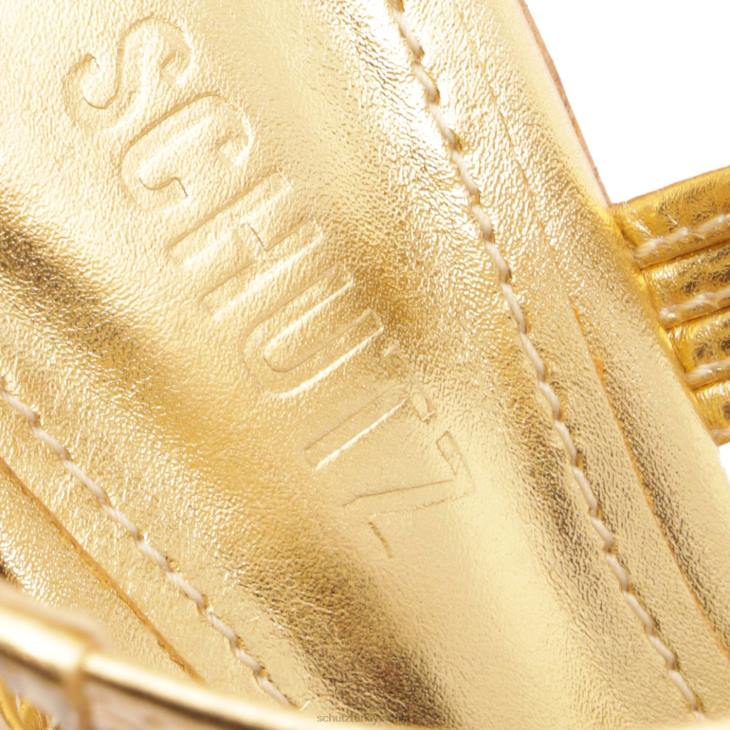 Schutz N42F488marcela metalik deri sandalet altın