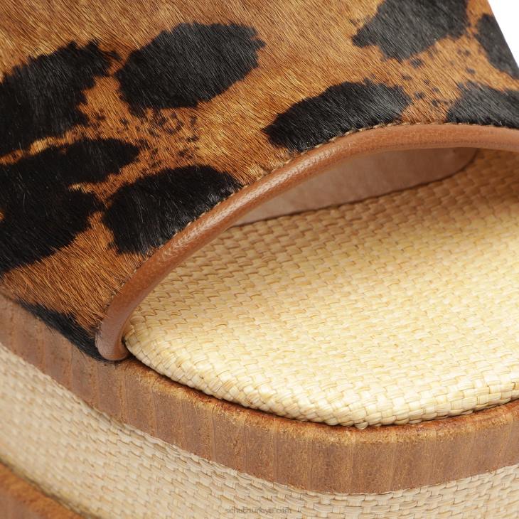 Schutz N42F491dalle vahşi leopar desenli deri sandalet doğal