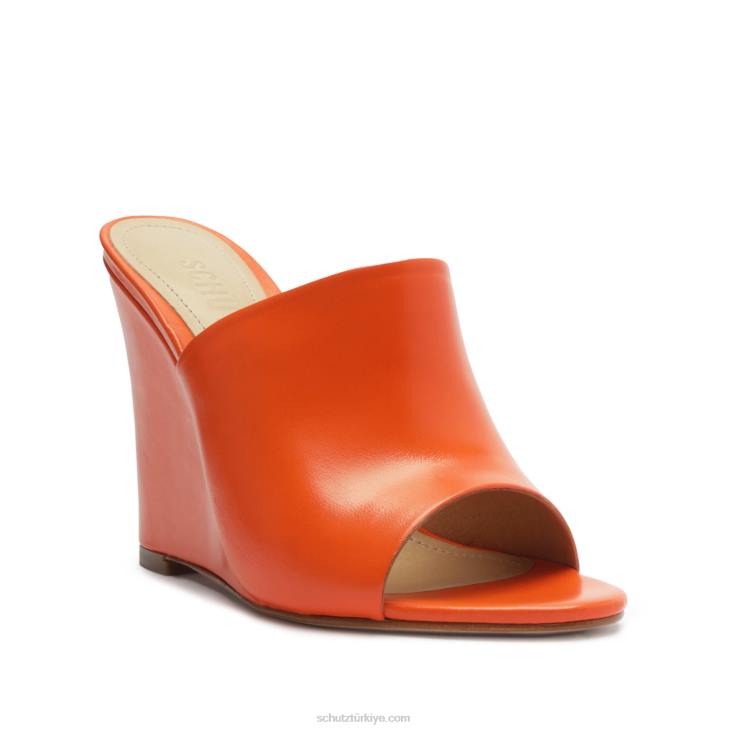 Schutz N42F493Lucy gündelik Nappa deri sandalet alev turuncu