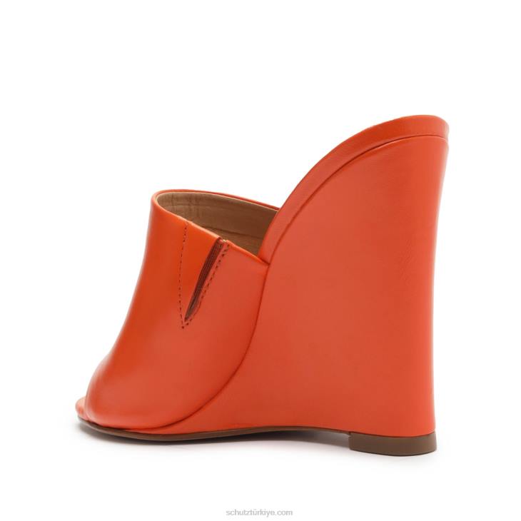 Schutz N42F493Lucy gündelik Nappa deri sandalet alev turuncu