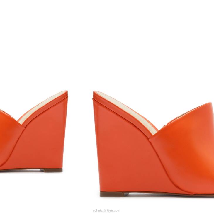 Schutz N42F493Lucy gündelik Nappa deri sandalet alev turuncu