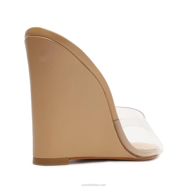 Schutz N42F495Luci vinil ve Nappa deri sandalet açık bej