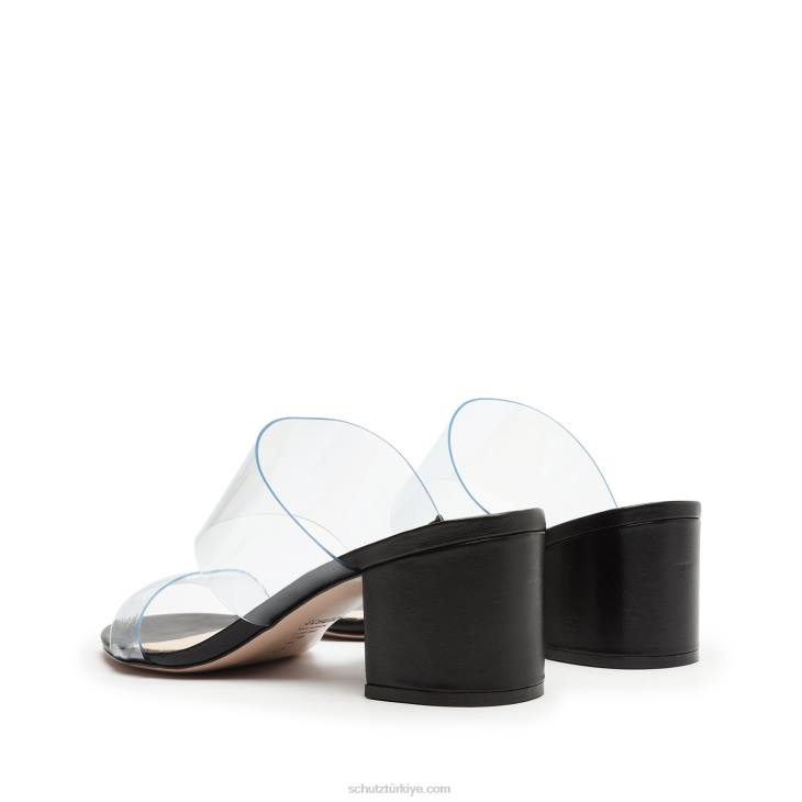Schutz N42F104zafer vinil ve deri sandalet siyah