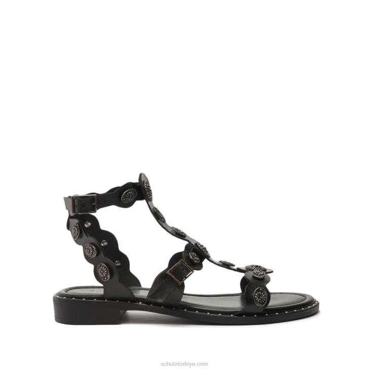Schutz N42F114aletta deri sandalet siyah