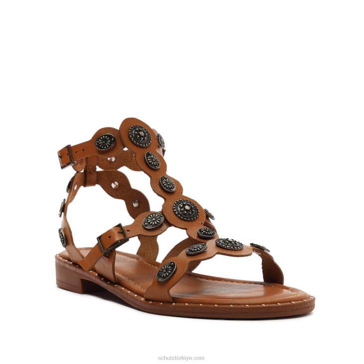 Schutz N42F115aletta deri sandalet derin bej