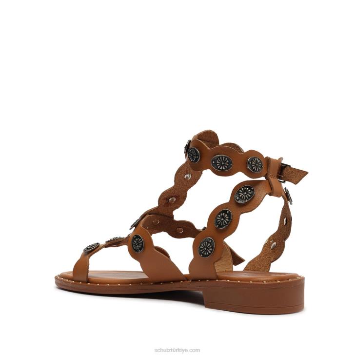 Schutz N42F115aletta deri sandalet derin bej