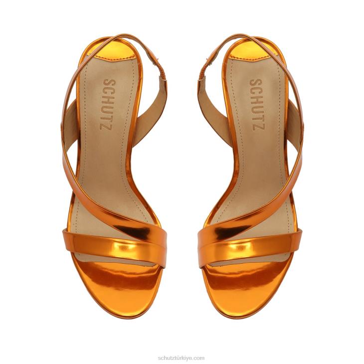 Schutz N42F117kelly specchio deri sandalet turuncu