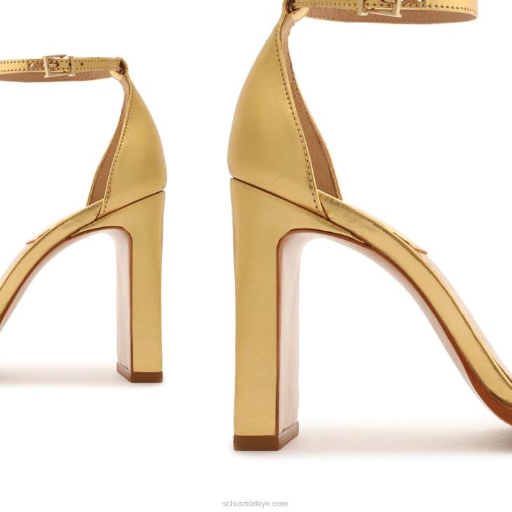 Schutz N42F119suzy lee metalik deri sandalet altın