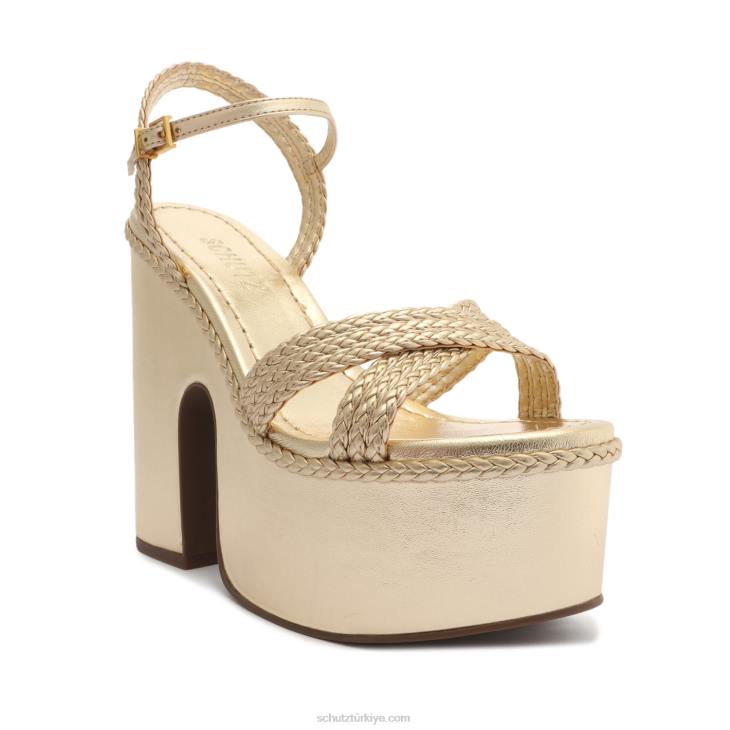 Schutz N42F11karima kesme metalik napa sandalet altın