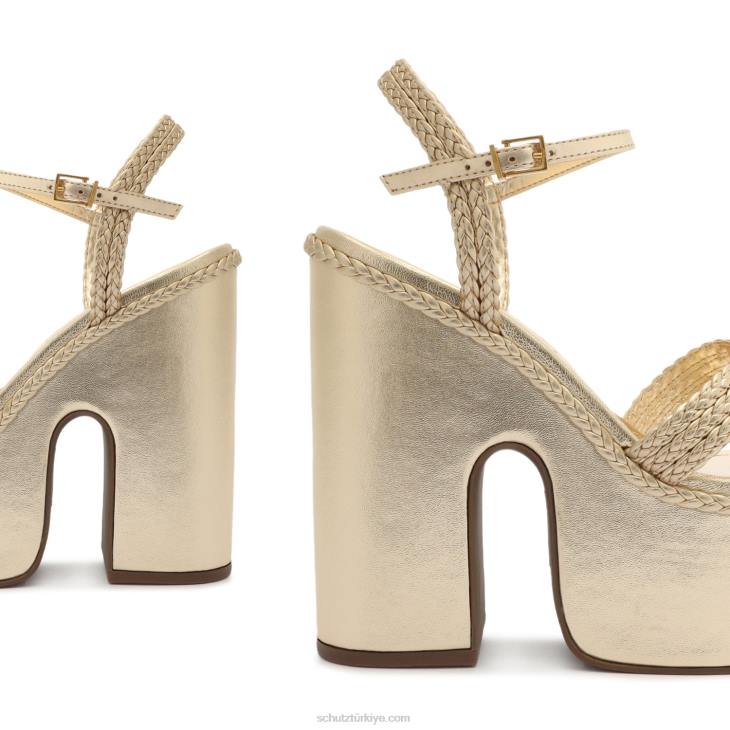 Schutz N42F11karima kesme metalik napa sandalet altın