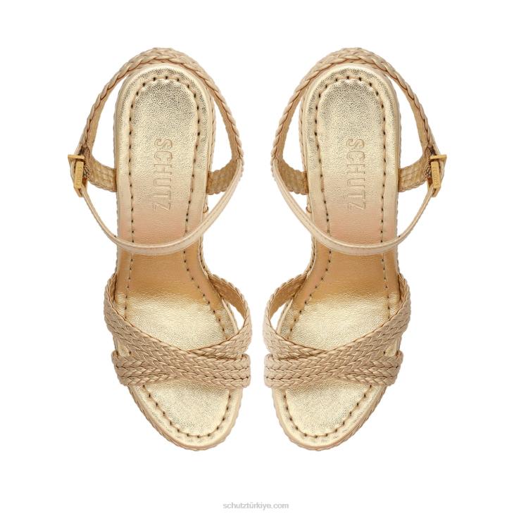 Schutz N42F11karima kesme metalik napa sandalet altın