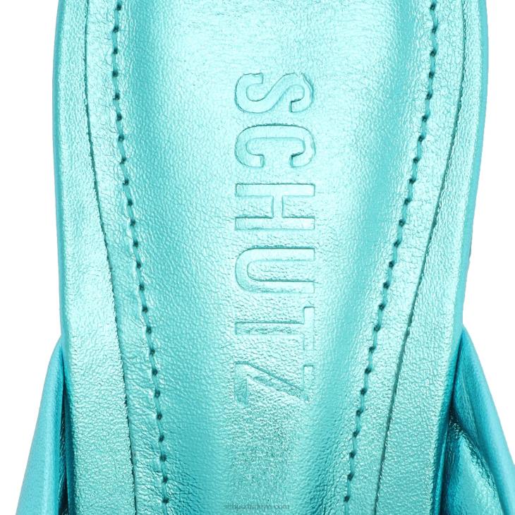 Schutz N42F120mindy orta blok metalik deri sandalet turkuaz