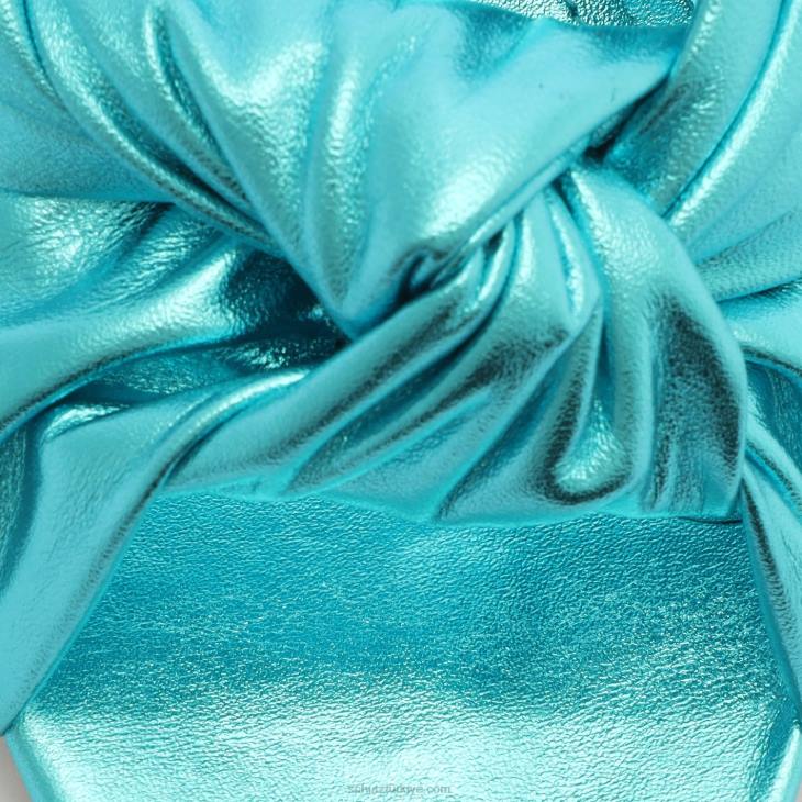 Schutz N42F120mindy orta blok metalik deri sandalet turkuaz