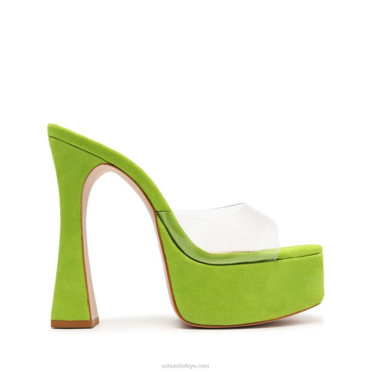 Schutz N42F128haila vinil ve süet sandalet parlak yaprak