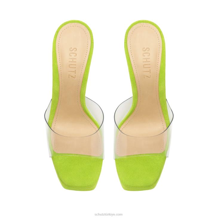 Schutz N42F128haila vinil ve süet sandalet parlak yaprak