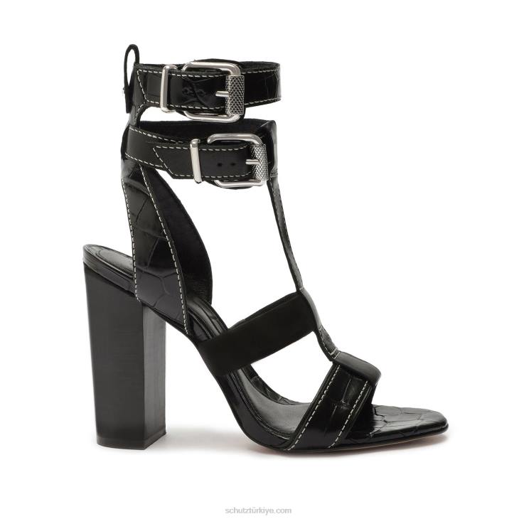 Schutz N42F131chantelle timsah kabartmalı deri sandalet siyah