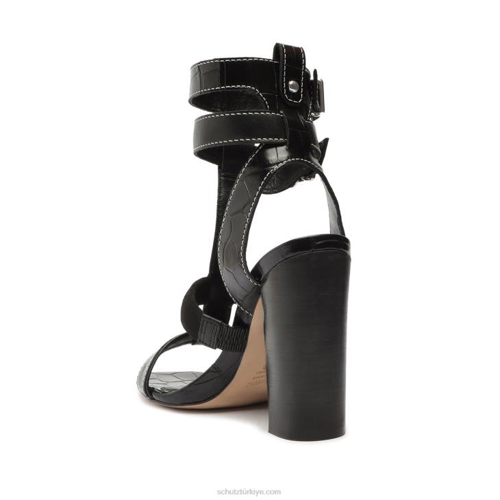 Schutz N42F131chantelle timsah kabartmalı deri sandalet siyah