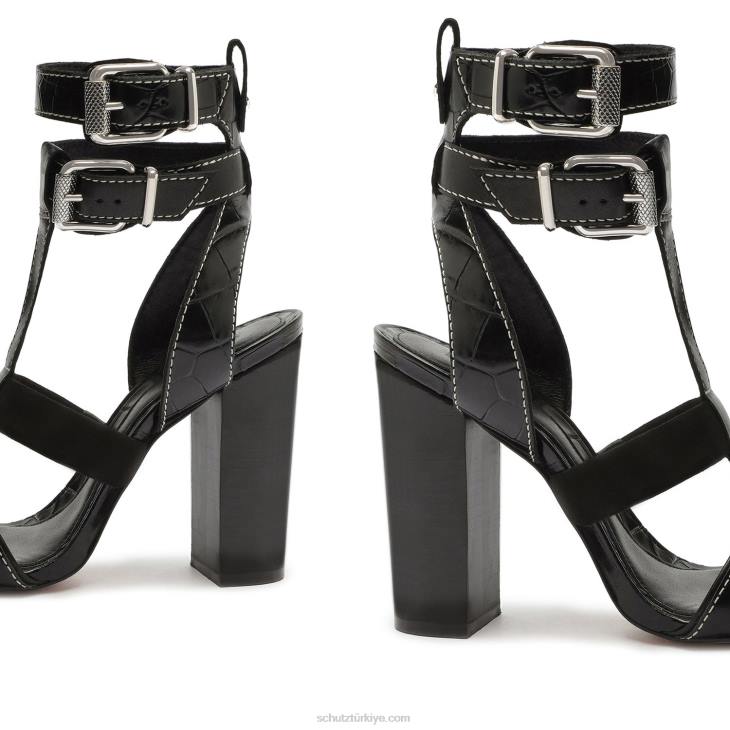 Schutz N42F131chantelle timsah kabartmalı deri sandalet siyah