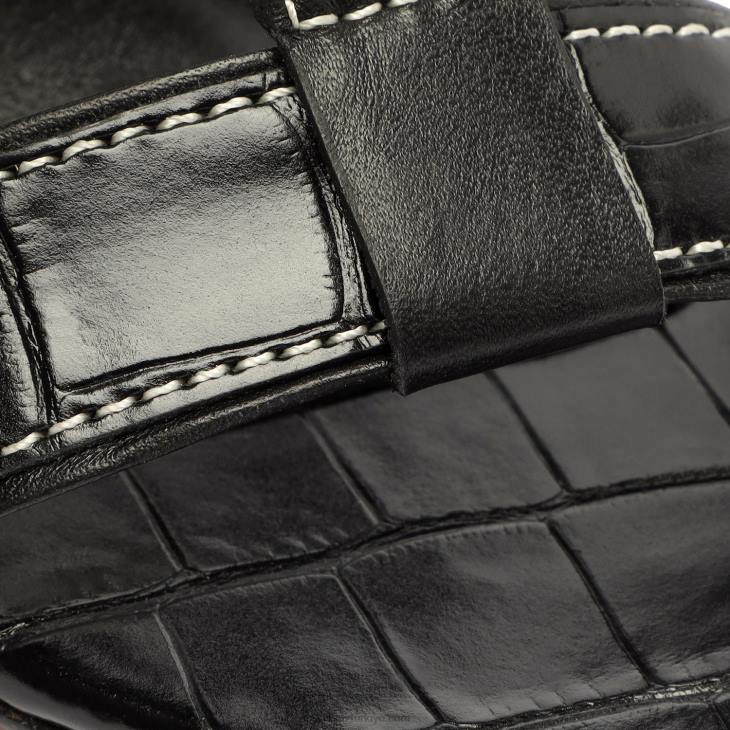 Schutz N42F131chantelle timsah kabartmalı deri sandalet siyah