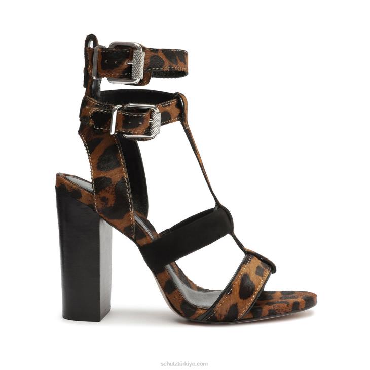 Schutz N42F133chantelle leopar desenli deri sandalet doğal yılan