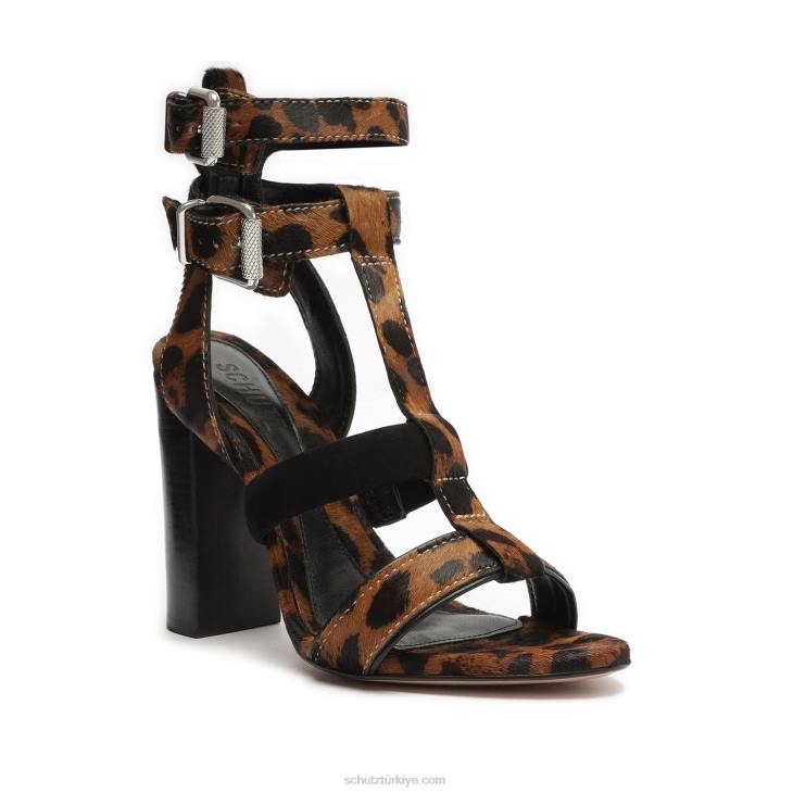 Schutz N42F133chantelle leopar desenli deri sandalet doğal yılan