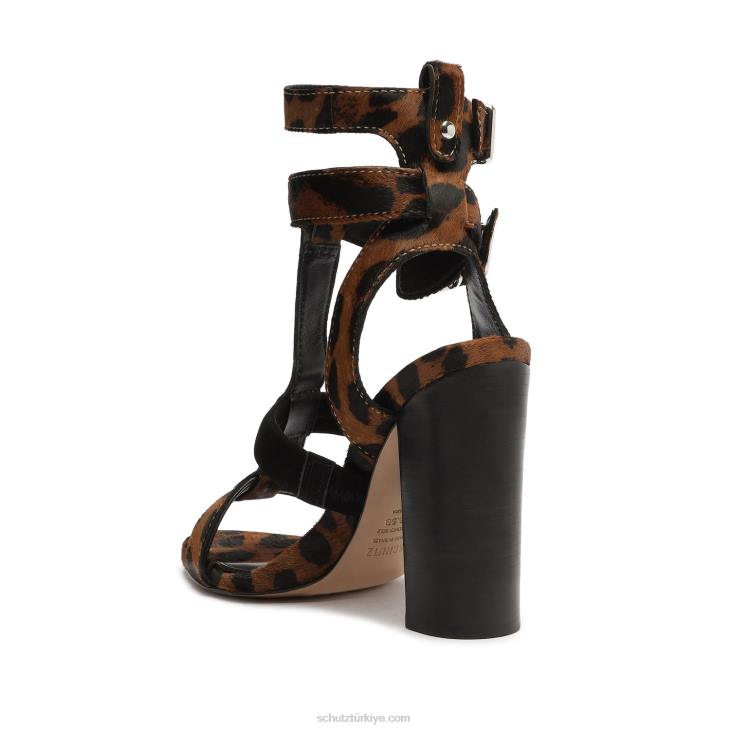 Schutz N42F133chantelle leopar desenli deri sandalet doğal yılan