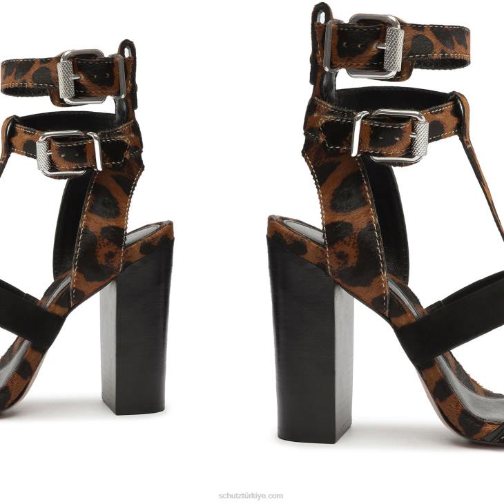 Schutz N42F133chantelle leopar desenli deri sandalet doğal yılan