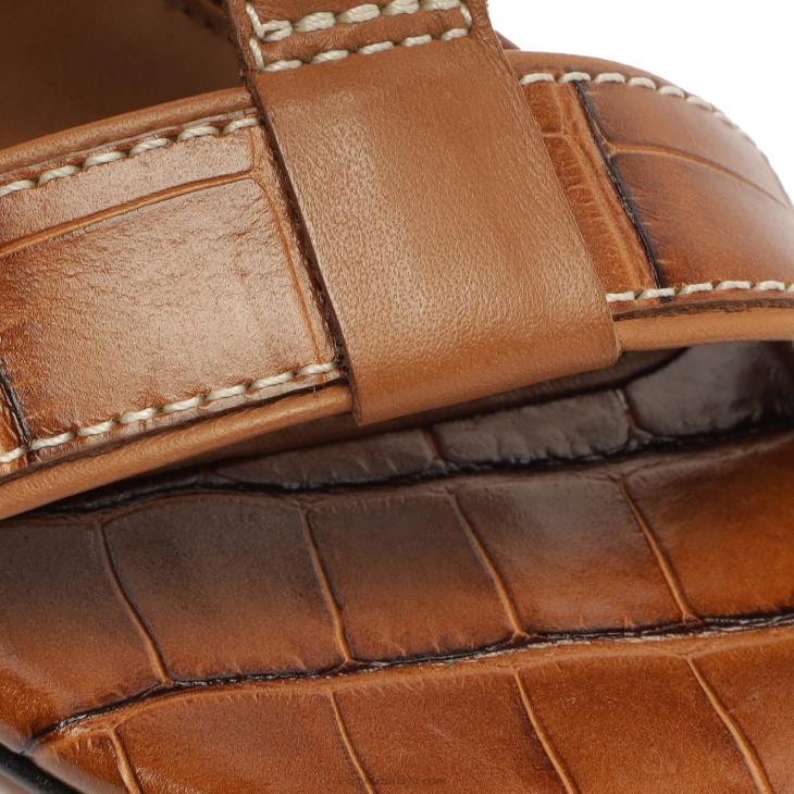 Schutz N42F134chantelle timsah kabartmalı deri sandalet kahverengi