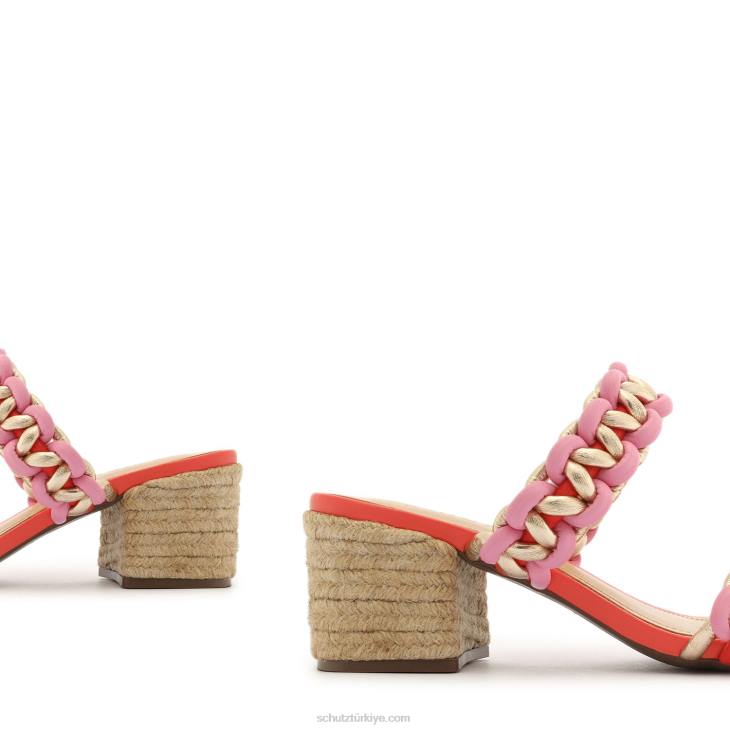 Schutz N42F138juliet orta süet ve deri sandalet mercan