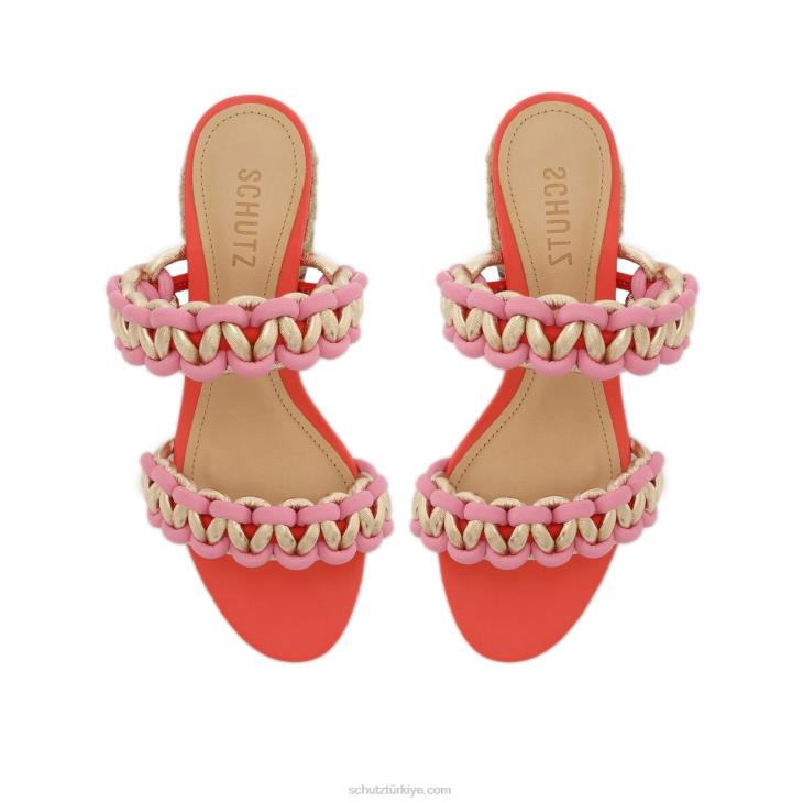 Schutz N42F138juliet orta süet ve deri sandalet mercan