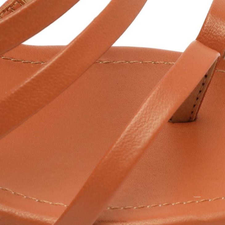 Schutz N42F139yaprak nappa deri sandalet karamelo