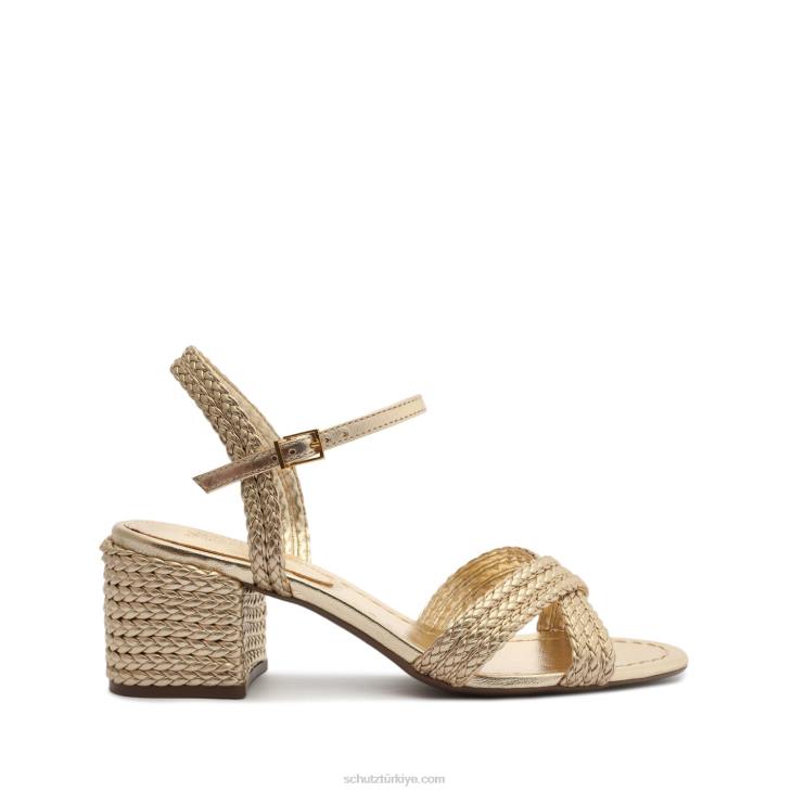 Schutz N42F15karima blok metalik napa sandalet altın