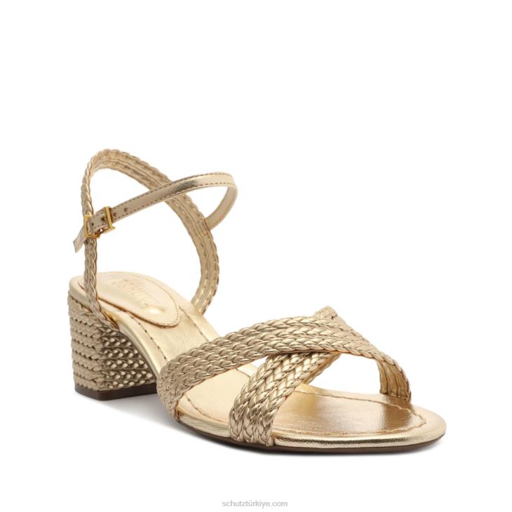 Schutz N42F15karima blok metalik napa sandalet altın