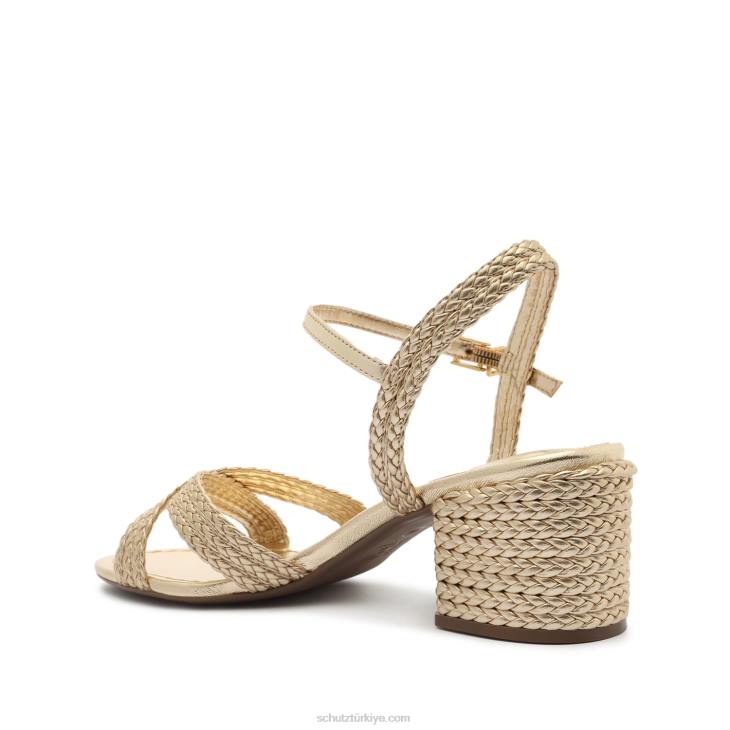 Schutz N42F15karima blok metalik napa sandalet altın
