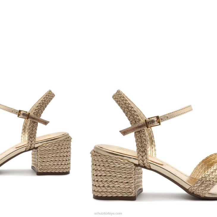 Schutz N42F15karima blok metalik napa sandalet altın