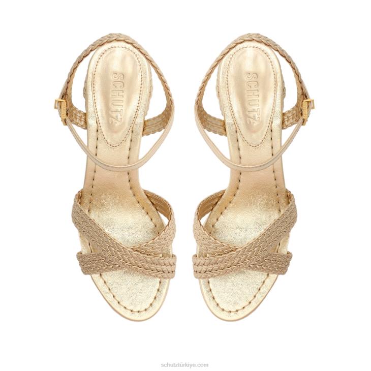 Schutz N42F15karima blok metalik napa sandalet altın