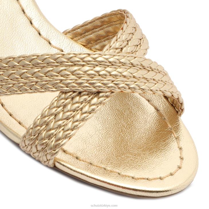 Schutz N42F15karima blok metalik napa sandalet altın