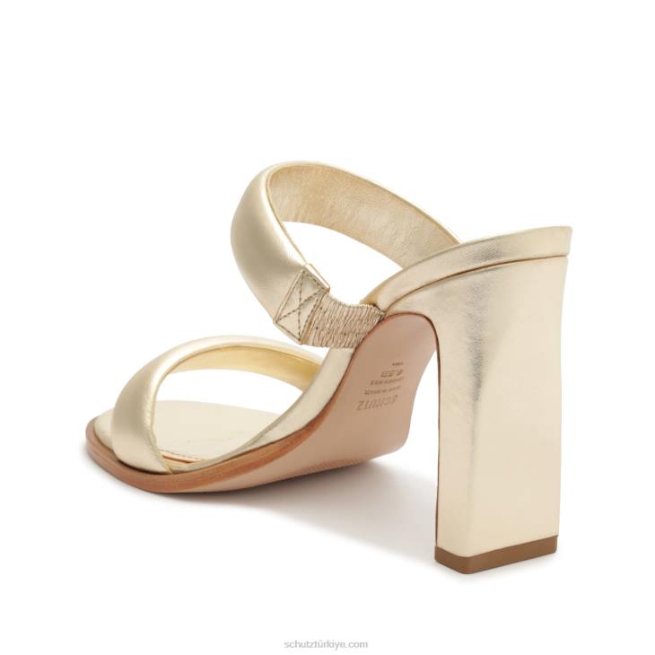 Schutz N42F16mully metalik deri sandalet altın