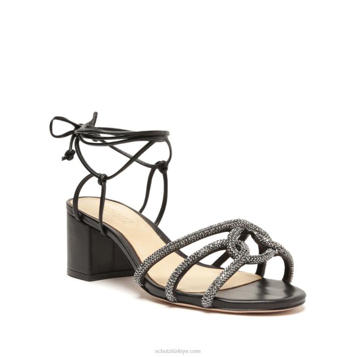 Schutz N42F19joane orta köpük ve kristal sandalet siyah