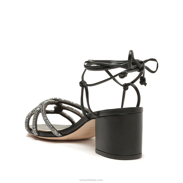 Schutz N42F19joane orta köpük ve kristal sandalet siyah