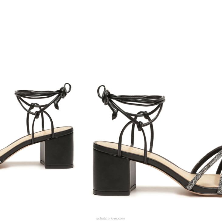 Schutz N42F19joane orta köpük ve kristal sandalet siyah
