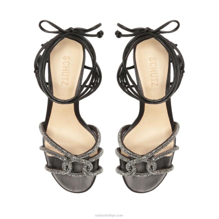 Schutz N42F19joane orta köpük ve kristal sandalet siyah