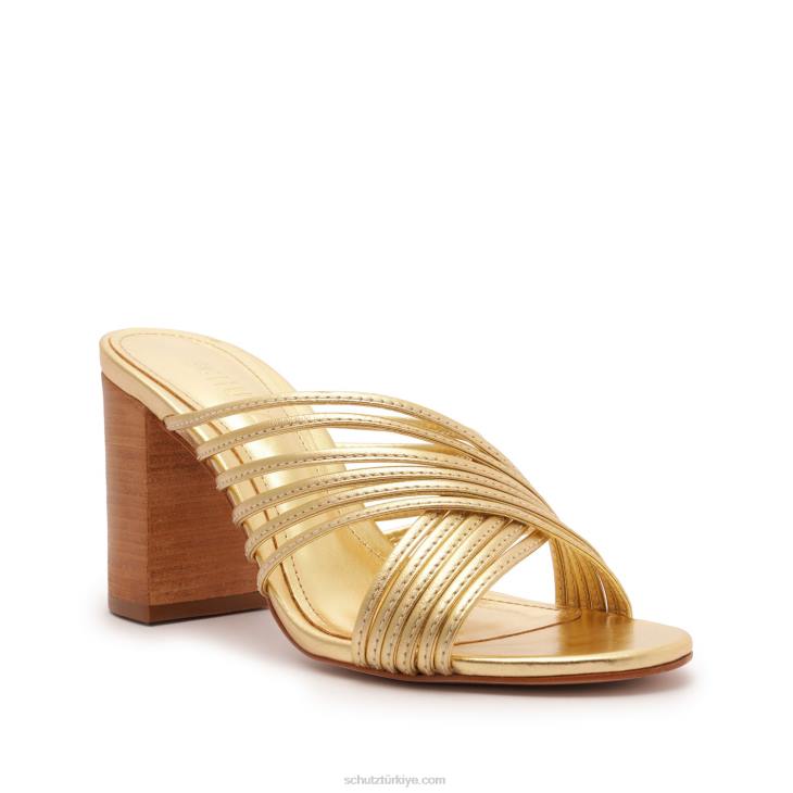 Schutz N42F200evangeline metalik deri sandalet altın