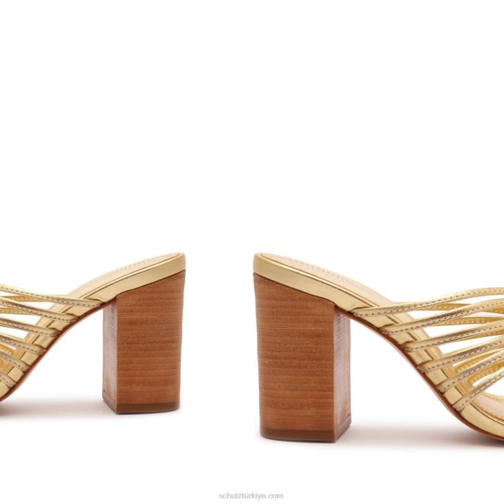 Schutz N42F200evangeline metalik deri sandalet altın