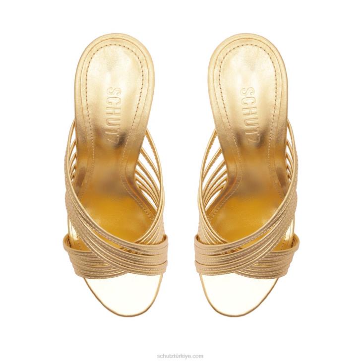 Schutz N42F200evangeline metalik deri sandalet altın